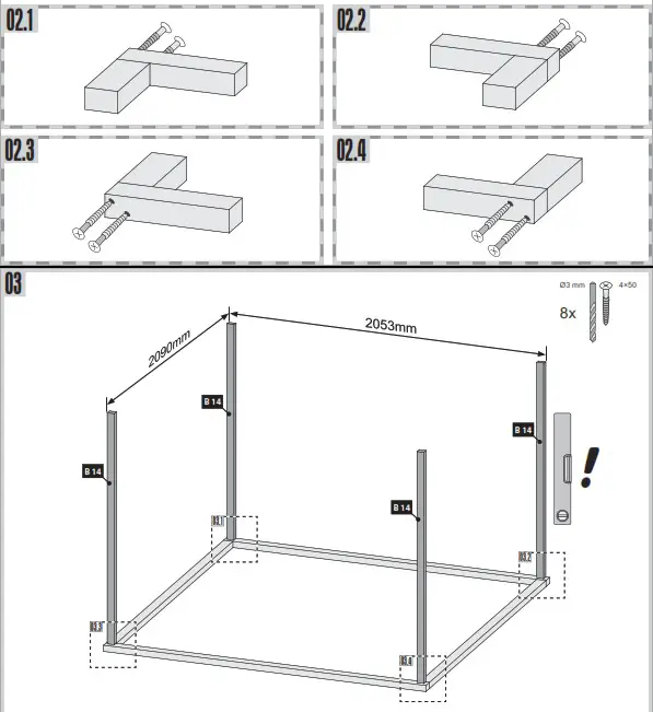 Karibu Garden house Maltas 2 209 x 213 cm natural - Werkzeuge 4