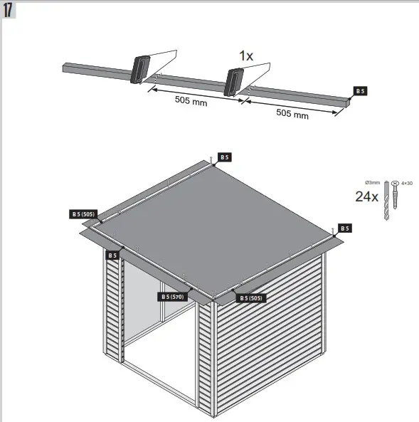 Karibu Garden house Maltas 2 209 x 213 cm natural - roofing felt 3