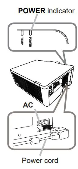 concise LCD Projector User Manual - Put the connector of the power cord into the AC