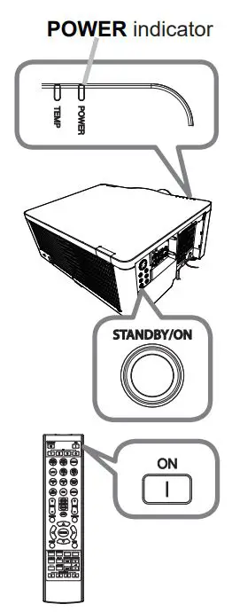 concise LCD Projector User Manual - Turning on the power