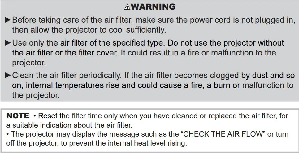 concise LCD Projector User Manual - Warning