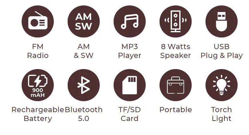 iGear iG-1112 Vintage Vibes 8Watts MP3 Player Rechargeable Battery FIG 3