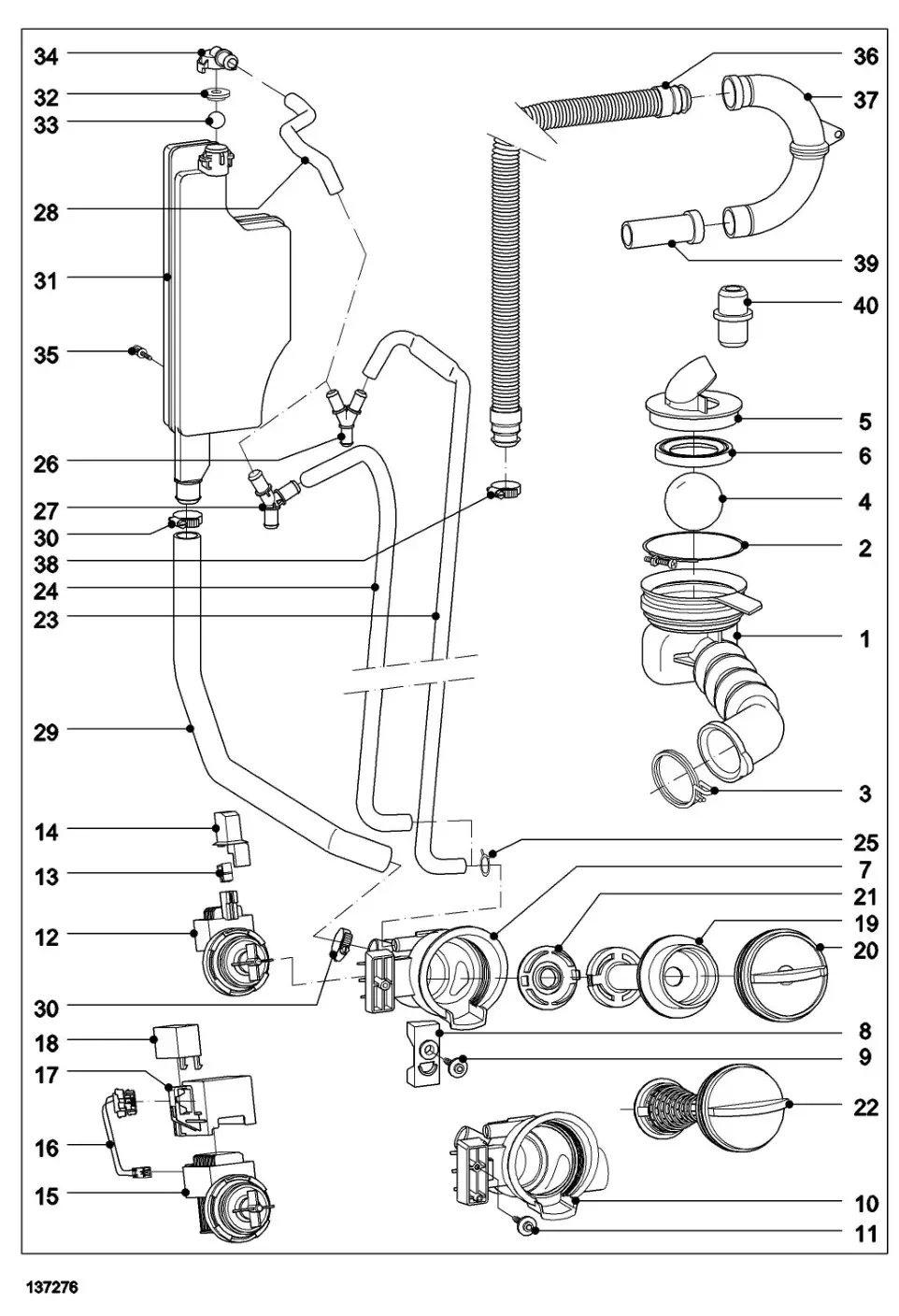 Miele W 1712 Washing Machine - 051 Deainage From mach.no 86548876