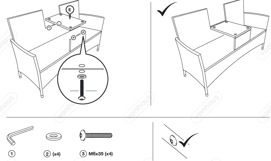VonHaus 2522041 Rattan Loveseat-13