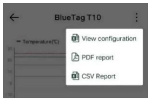 BlueTag T10/TH10 Bluetooth Temperature Data Loggers Export Report: