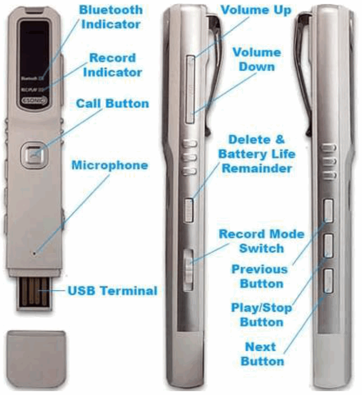 SPYCENTRE 1776 Bluetooth Cell Phone Recorder