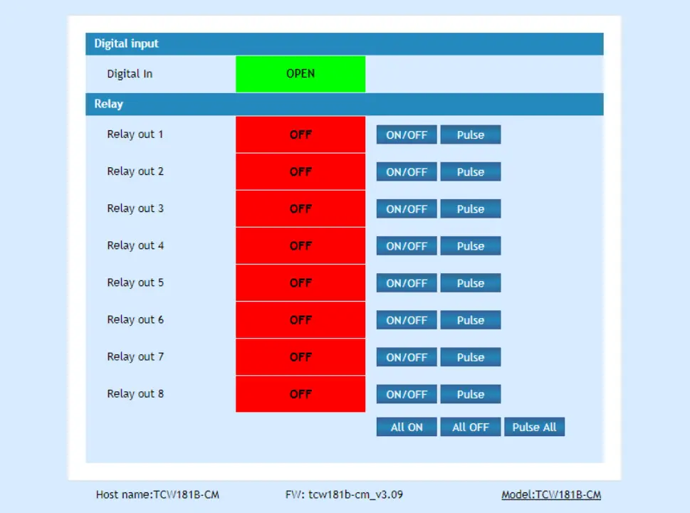 TERACOM TCW181B CM Ethernet Digital IO Module - page appears