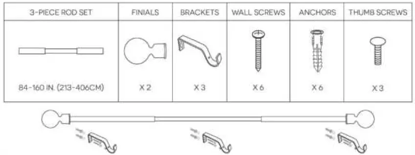 EXCLUSIVE-HOME RD014861DSEH-84 Inch-160 Inch Adjustable- Double Curtain Rod Kit-01