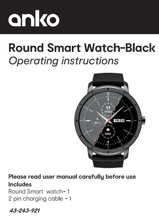 anko 43243921 Round Smart Watch Instruction Manual