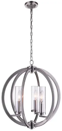 9951P16 3 Light Chandelier with Satin Nickel Finish