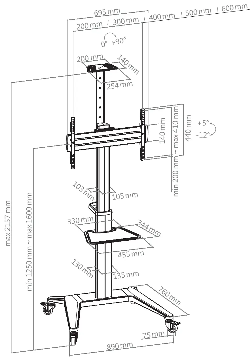 HAGOR 8207 BrackIT Stand Single - Dimensions