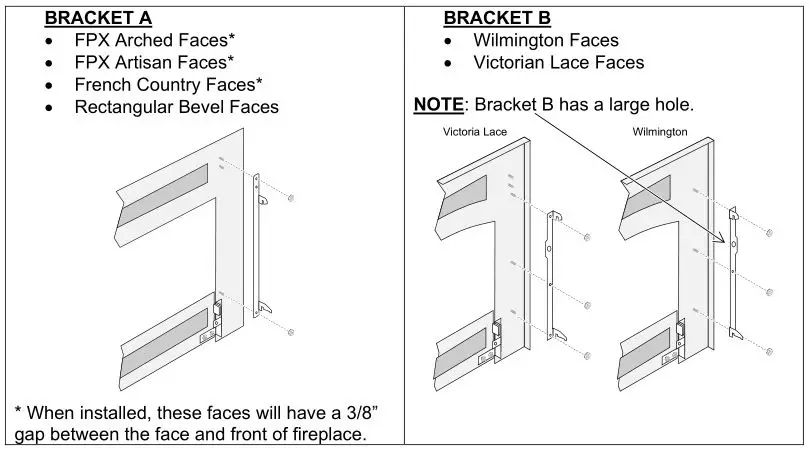 Travis 564 Electric Fireplace-Insert - FACE BRACKET INSTALLATION