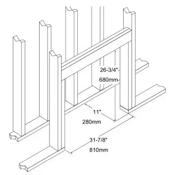 Travis 564 Electric Fireplace-Insert - FRAMING DIMENSIONS