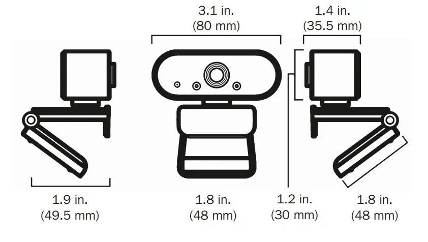 TRIPP-LITE AWC-002 USB Webcam with Microphone 1080P USB-A or USB-C - Mounting