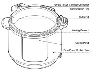 Midea MF-CN65A2 Two-In-One 5.7L Pressure Cooker and Air Fryer - Cooker Base