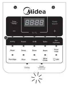 Midea MF-CN65A2 Two-In-One 5.7L Pressure Cooker and Air Fryer - Display will change