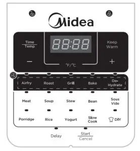 Midea MF-CN65A2 Two-In-One 5.7L Pressure Cooker and Air Fryer - smart Program