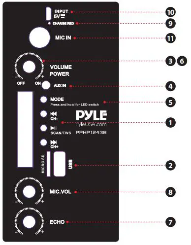 PYLE PPHP1243B 12-Inch Portable Wireless BT PA Speaker System fig2