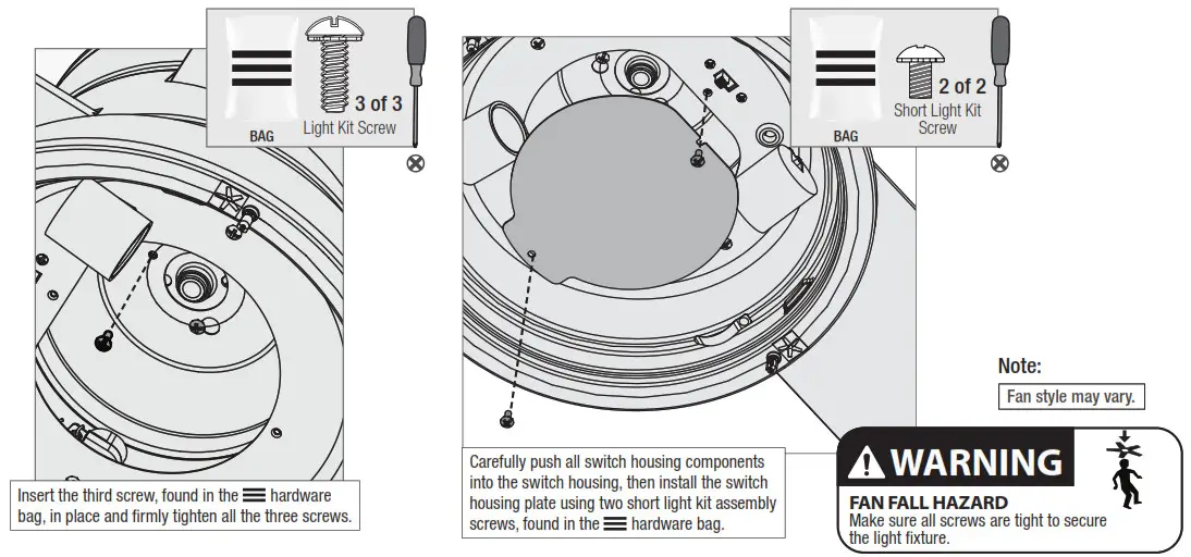 Hunter 51139 Lilliput 44 Inch Matte Black LED Indoor Ceiling Fan with Light - Assembling the LIght Kit 2