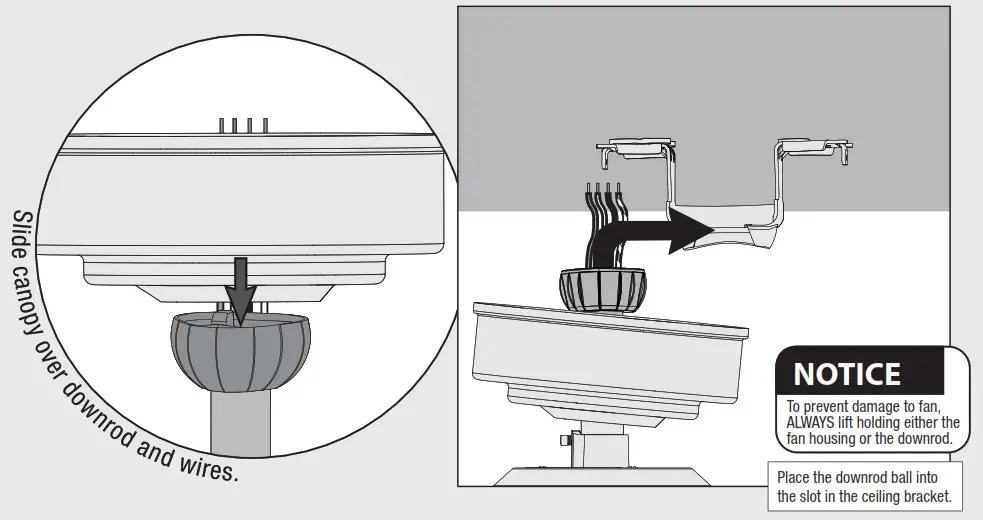 Hunter 51139 Lilliput 44 Inch Matte Black LED Indoor Ceiling Fan with Light - Hanging the Fan