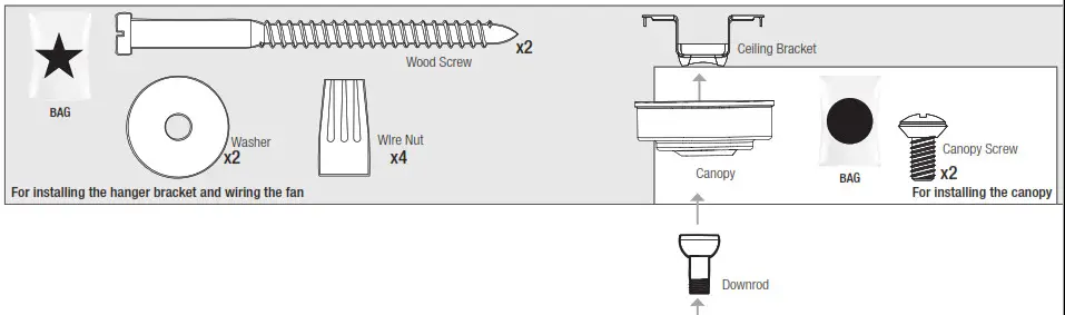 Hunter 51139 Lilliput 44 Inch Matte Black LED Indoor Ceiling Fan with Light - Here is what comes in your box 1