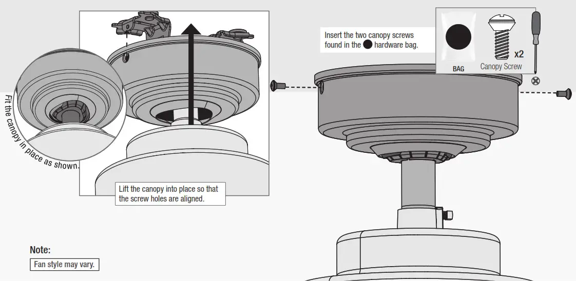 Hunter 51139 Lilliput 44 Inch Matte Black LED Indoor Ceiling Fan with Light - Installing the Canopy 1