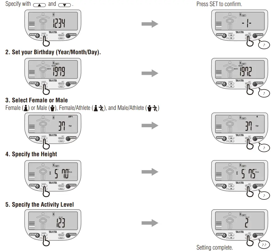 TANITA InnerScanV BC 601 Segmental Body Composition Monitor - SETTING ( 1