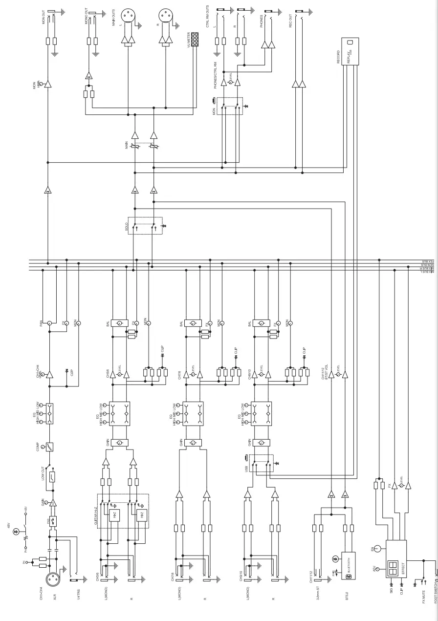 HARBINGER LX8 Mixing Console - BLOCK DIAGRAM
