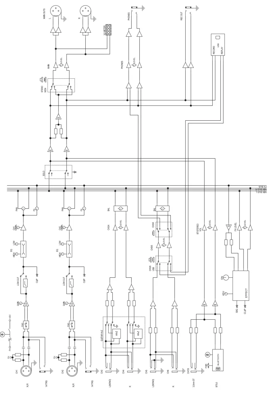 HARBINGER LX8 Mixing Console - DIAGRAM