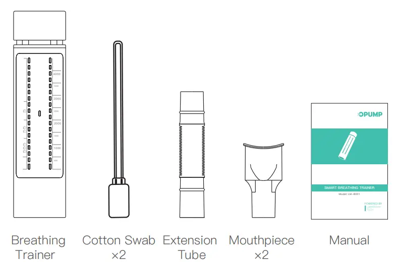 OPUMP LM B001 Smart Breathing Trainer - Package List