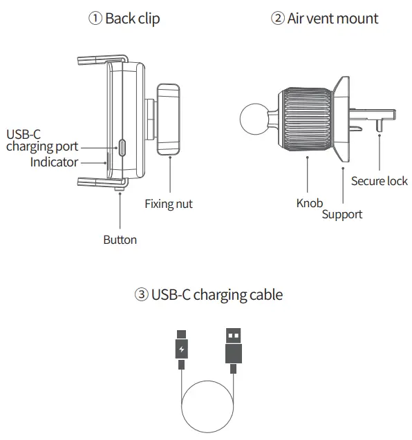 ACEFAST D9 In-Car Air Vent Electric Holder - Product picture