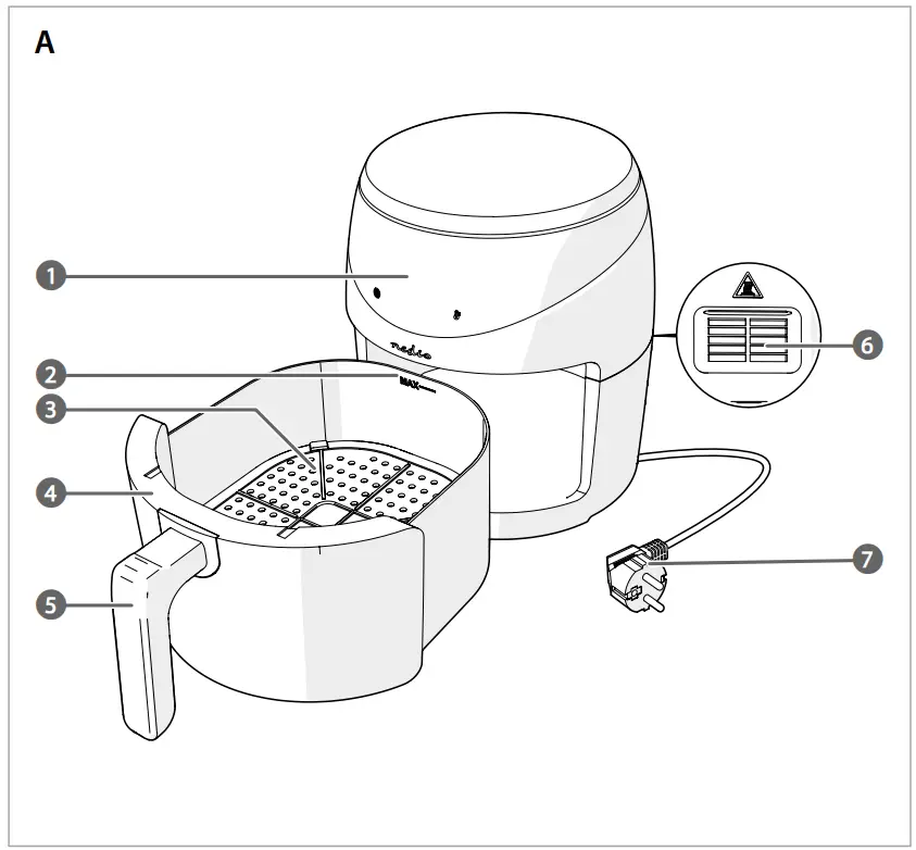 nedis KAAF240EBK Digital Hot Air Fryer with 4 6 Liter Capacity - Image 1