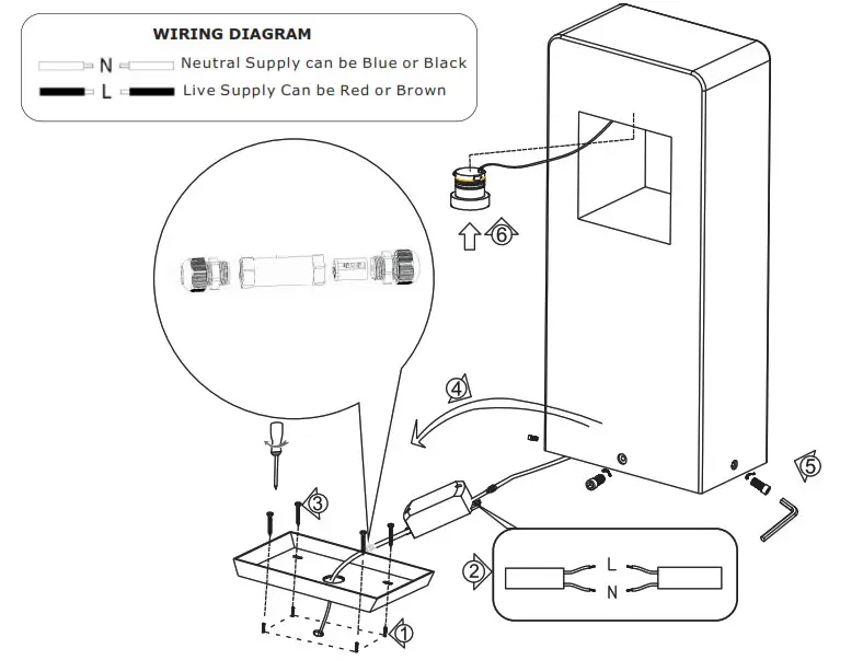 CONCRETE LAWN LAMP- INSTALLATION DIAGRAM