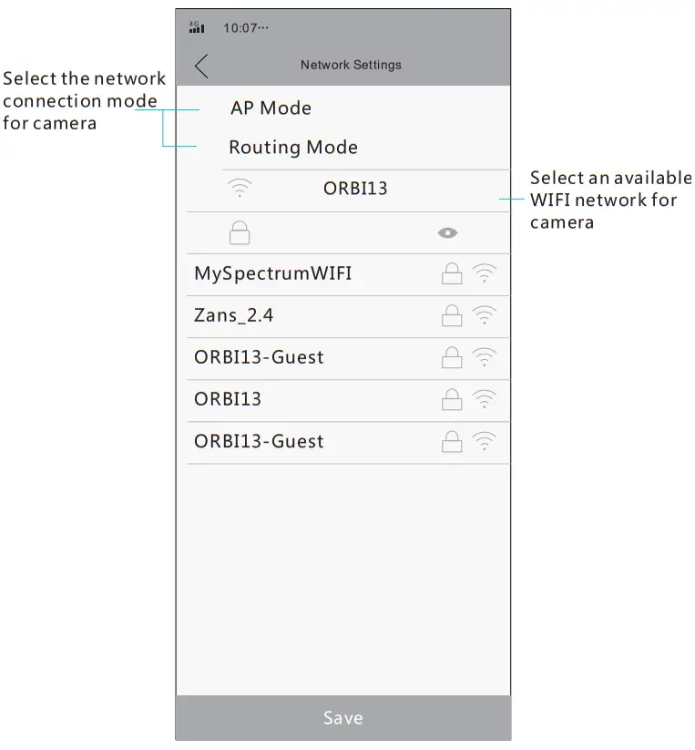 CRORZAR Indoor 360 WiFi Pan Tilt Smart Security Camera - Network Settings