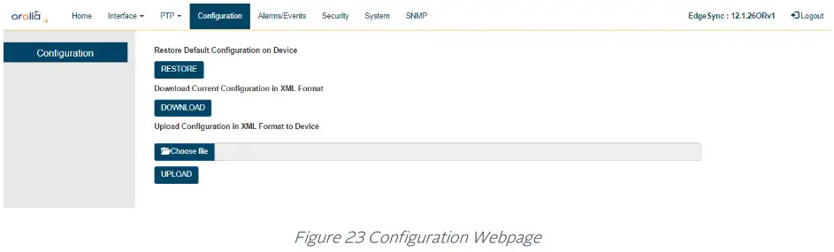 orolia 100 925 02 EdgeSync Network Timing Edge Device - Configuration Webpage Tab