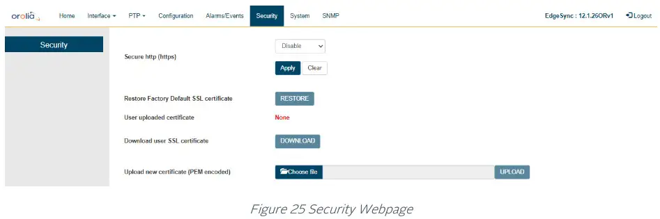 orolia 100 925 02 EdgeSync Network Timing Edge Device - Security Tab