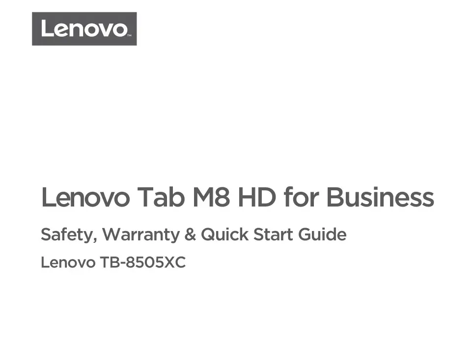 Lenovo TB-8505XC Tab M8 HD for Business User Manual