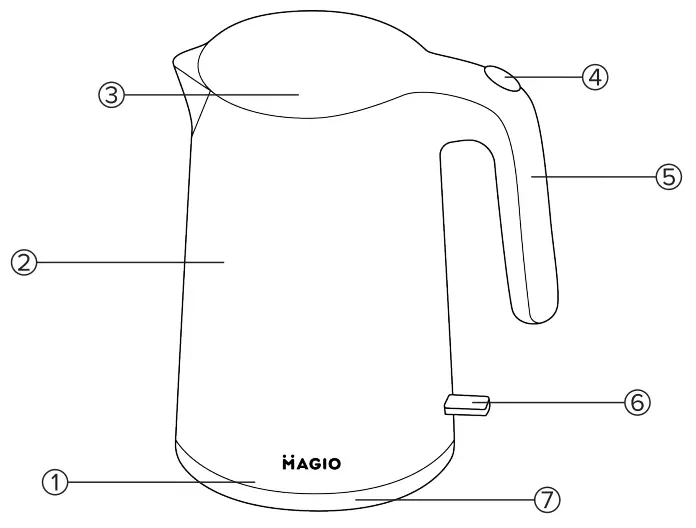 MAGIO MG108 Electric Kettle - parts