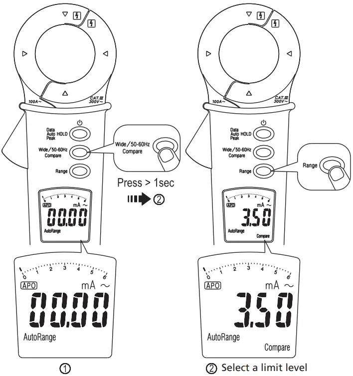 Megger DCM305E Earth Leakage Clamp Meter - Comparator 1