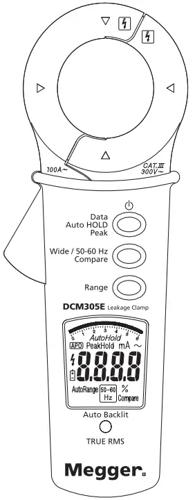 Megger DCM305E Earth Leakage Clamp Meter - FIG