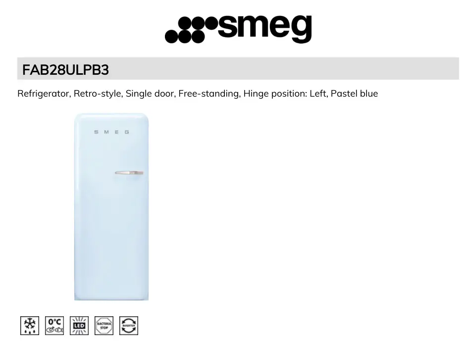 smeg FAB28ULPB3 Refrigerator User Guide