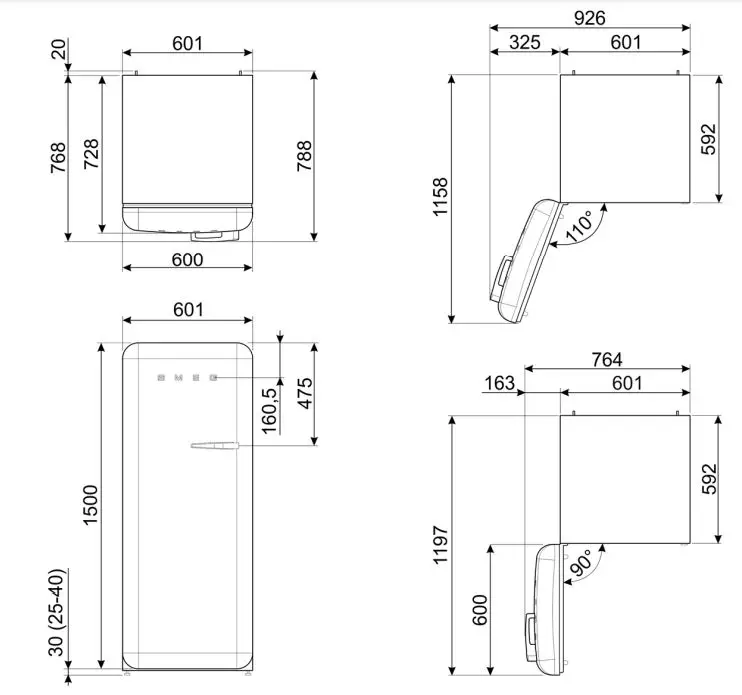 smeg FAB28ULPB3 Refrigerator -figure 1