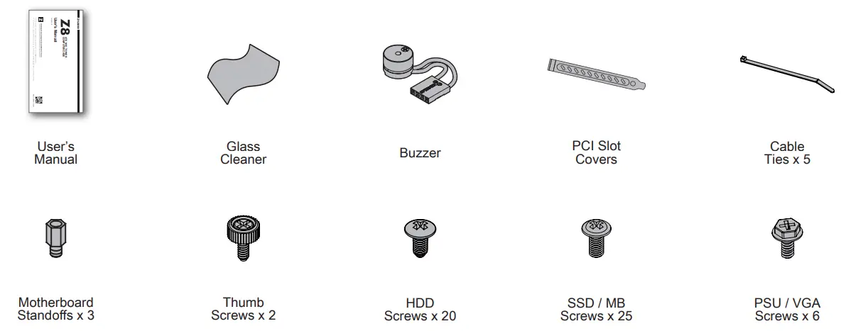 ZALMAN Z8 Z8 MS Z8 TG ATX Mid Tower Computer Case - Accessories