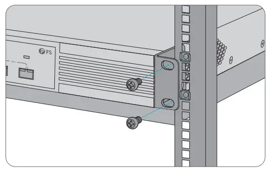 FS S3410 Series Managed PoE Plus Switches User Guide - Secure the mounting brackets to the two