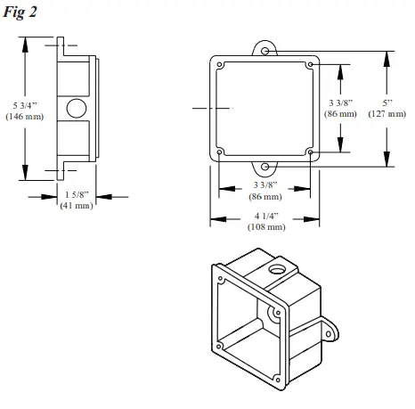 Weatherproof Backbox Dimensions Inches (mm)