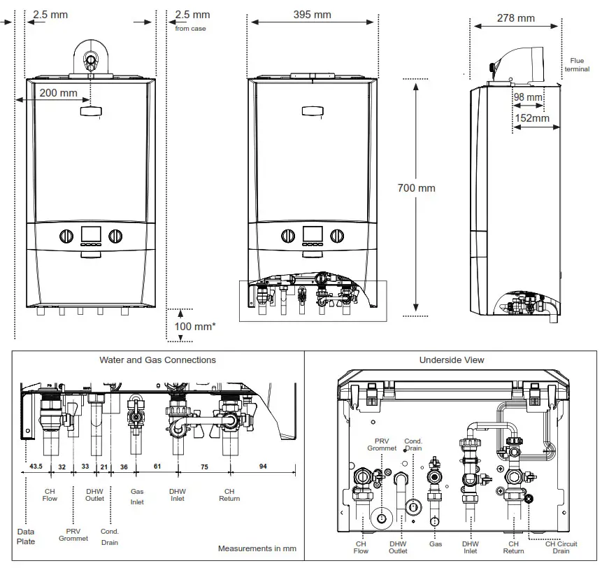 Ideal C24 Logic Max Combi2 - DIMENSIONS