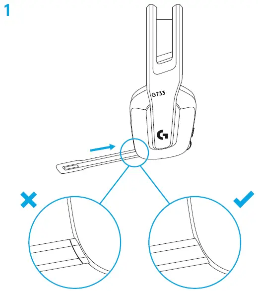 logitech G733 Light Speed Wireless Gaming Headset setup instruction 1