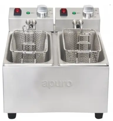 apuro DB203-A Twin Tank Twin Basket Countertop Fryer 2x 3Ltr