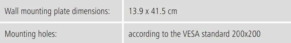 hama 00108732 TV Wall Bracket Instruction Manual - specifications