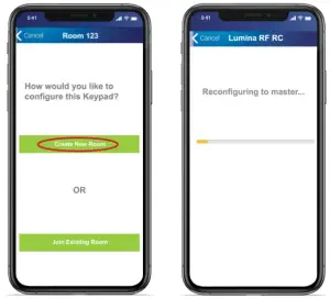 LEVITON G-10474C Lumina RF Standalone App - Create Master Room Controller
